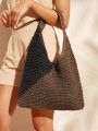 SHEIN VCAY Ladies Two Tone Woven Tote Bag