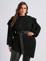NILLARY Plus Size Women'S Flounce Edge Round Neck Pullover Sweater