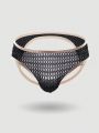 Men's Color-Block Hollow Out Knitted Jockstrap Underwear With Border Detail