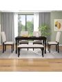 Nestfair 6-Piece Wood Dining Table Set with 4 Upholstered Chairs and Bench