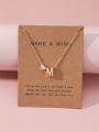 1pc Simple Alphabet Gold Letter Heart Decor Pendant Necklace, Perfect As Gift For Family And Friends