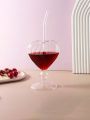 Heart-shaped Glass Cup With Straw For Women, Ins Style Suitable For Yogurt Drinks, Juice, Cocktails In Summer