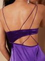 ATTENTION Strappy Cut Out Asymmetric Satin Dress