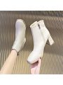 Women's New Style Ankle Boots Square Toe French Chelsea Boots Chunky Heel Versatile Simple Short Boots