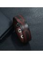 1Pc Fashion Men's Leather Bracelets Simple Vintage Belt Bangles Bracelet Punk Unisex Jewelry