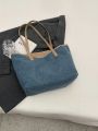 Ladies' Stylish Plush Tote Bag, Solid Color, Large Capacity, Single-shoulder