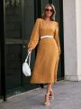 SHEIN Privé Solid Color Long Sleeve Dress