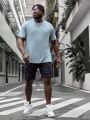 Manfinity Homme Men'S Plus Size 3pcs Solid Color Round Neck Short Sleeve T-Shirt