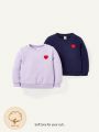 Cozy Cub Baby Girl 2pcs Heart Print Sweatshirt