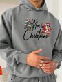 Manfinity Men's Loose Fit Slogan Printed Santa Claus Hoodie