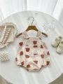 Infant Girls' Teddy Bear Printed Bodysuit With Snap Closure