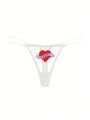 Women's Sexy Lace Cartoon Heart Pattern Thin Strap Breathable Thongs
