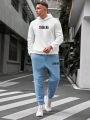 Men'S Plus Size Letter Printed Hooded Sweatshirt And Sweatpants Two Pieces Set