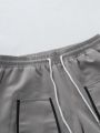 Men'S Color Block Contrast Trimmed Pocket Front Casual Pants