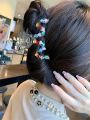 1pc Women's Hair Claw Clip With Rhinestone Heart Detail, Simple Design, , Suitable For Side Hair Style