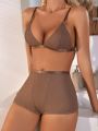 SHEIN Solid Color Triangle Cup Underwear Set