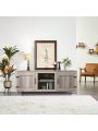 TV Stand Storage Media Console Entertainment Center With Two Doors, Walnut Yellow
