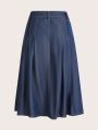 SHEIN MOD Women's Slightly Folded Denim A-line Skirt