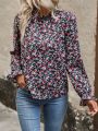 SHEIN LUNE Floral Print Long Sleeve Blouse