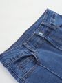 New Arrival Teen Girl's Casual And Fashionable Solid Color Washed Denim Flared Jeans