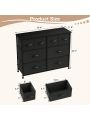 Furmax Fabric Dresser, Dresser for Bedroom Storage Drawers Tall Dresser Storage Tower with 8 Drawers, Chest of Drawers with Fabric Bins, Wooden Top, Steel Frame for Bedroom, Closet, TV Stand, Entryway