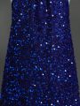Girls' High Neck Sleeveless Sparkly Formal Dress With Fluffy Skirt, Suitable For Performance, Wedding, Evening Party, Birthday Party