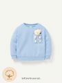 Cozy Cub Baby Girl Bear Patched Pocket Pullover