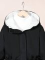Teen Girls' Hooded Fleece Lined Jacket With Drawstring Waist