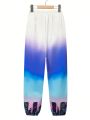 SHEIN Boys' Casual Loose Woven Pants With Printed Pattern And Elastic Cuffs