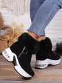 Women's Thick-soled Internal Height-increasing Snow Boots, Winter 2023 New Style, Slip-resistant Low Heel Short Boots With Fleece Lining