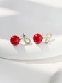 1pair Red Earrings As A Gift For Women's Date