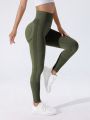Yoga Basic Women's Green Seamless High Elasticity Sports Leggings