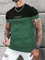 Manfinity Homme Men's Contrast Color And Text Print Short Sleeve T-shirt