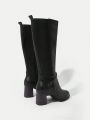 SHEIN BIZwear Women's Fashionable Buckle Decor Mid-calf Boots