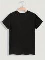 Round Neck Short Sleeve Plus Size Women'S Letter Print T-Shirt With Rhinestone Embellishment