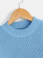 Tween Girl Solid Drop Shoulder Ribbed Knit Sweater