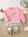Baby Girls' Butterfly Embroidery Patchwork Flower Printed Sweatshirt