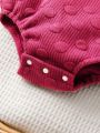 SHEIN 2pcs/set Girls' Polka Dot Pattern Bodysuit With Ruffle Hem & Headband