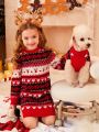 PETSIN Christmas Reindeer Fair Isle Pattern Red Pet Sweater