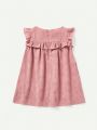 Cozy Cub Baby Girls' Solid Color Sweet Ruffle Trim Sleeveless Round Neck Dress