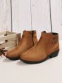 Autumn And Winter Matte Suede Ankle Chelsea Boots With Round Toe