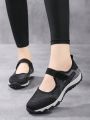 Women's Fitness Shoes Black Antiskid Bottom Flat Sole Walking Shoes Mesh Breathable Casual Sports Shoes