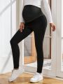 SHEIN Maternity Knitted Waist Adjustable Long High Waist Leggings