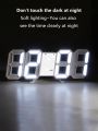 Smart 3d Digital Clock Alarm Clock, Wall Mounted Led Electronic Clock With Temperature Display