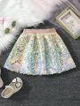 Young Girl's Fashionable Sequin Ombre Skirt