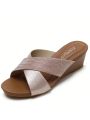 Leisure Platform Slides for Woman Peep Toe Wedge Mules Elegant Party Criss Cross Slip on High Heel Slide Sandals