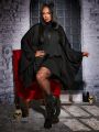 SHEIN SXY Solid Hooded Cape Coat