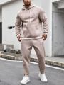 Extended Sizes Men's Simple Solid Color Hoodie And Sweatpants Set