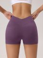 Daily&Casual Women's Purple Slim Fit Sports Shorts