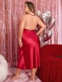 Plus Size Women'S Backless Halter Nightgown